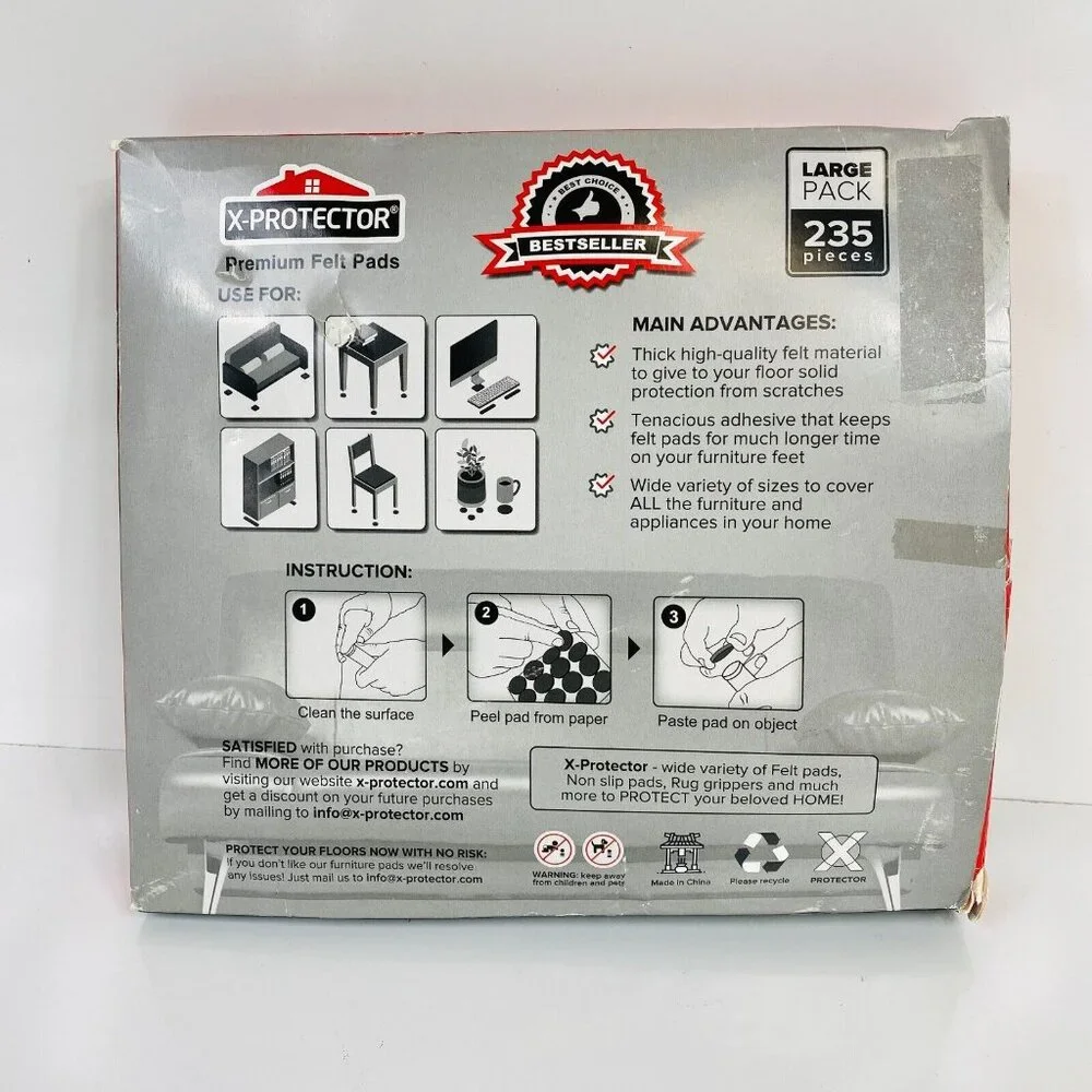 X-Protector Premium Felt Pads 235 Pcs Beige Furniture Floor Protectors